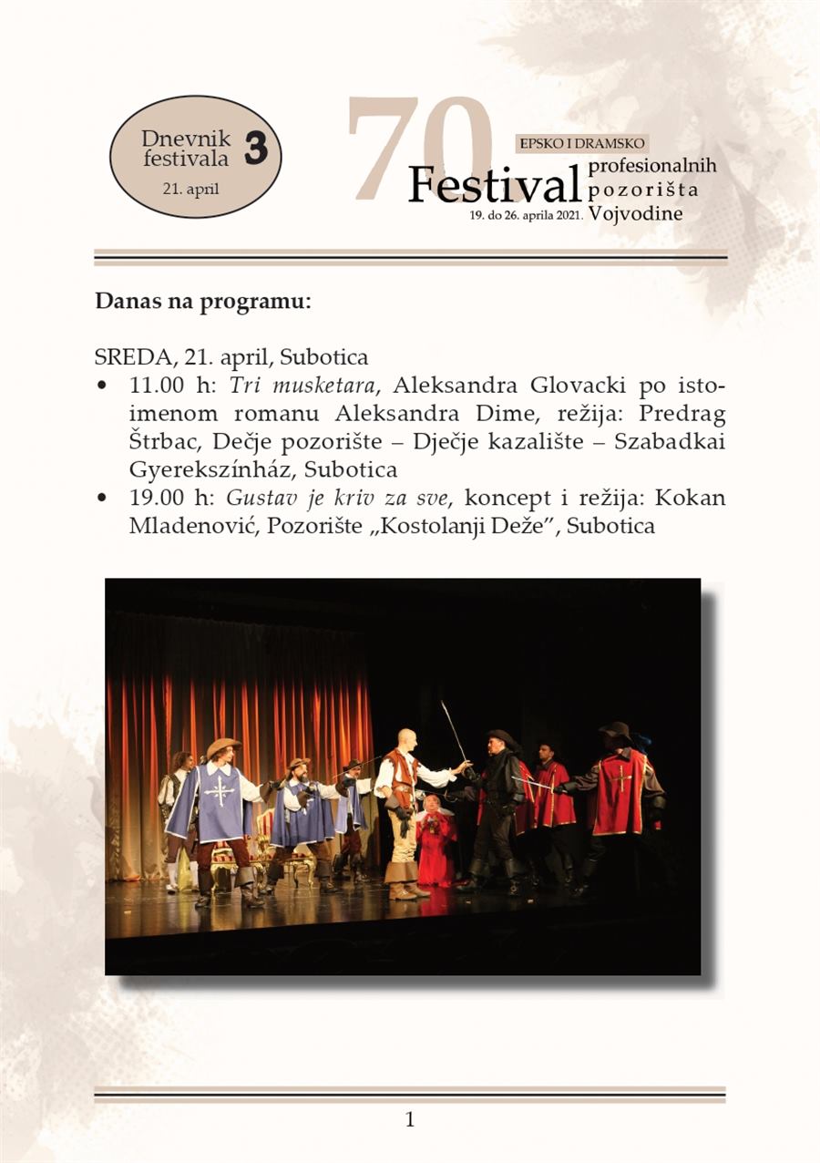 Dnevnik festivala 3 - 70. Festival profesionalnih pozorišta Vojvodine